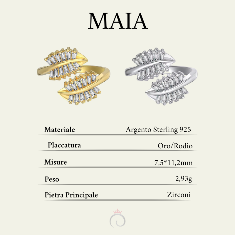 MAIA|Anello foglia brillante