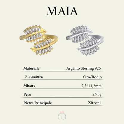 MAIA|Anello foglia brillante