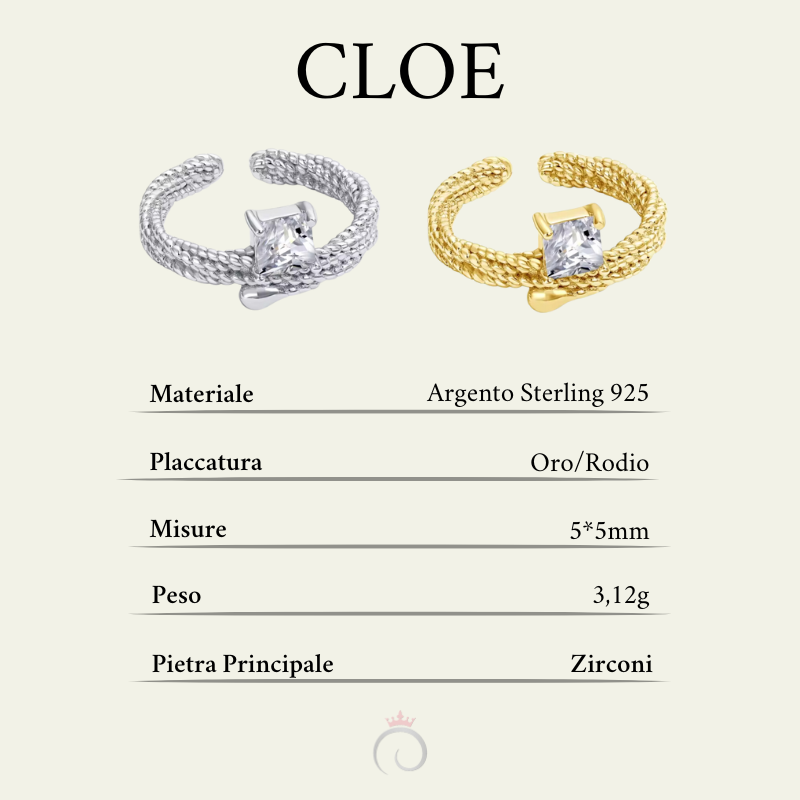 CLOE|Anello intrecciato con zircone