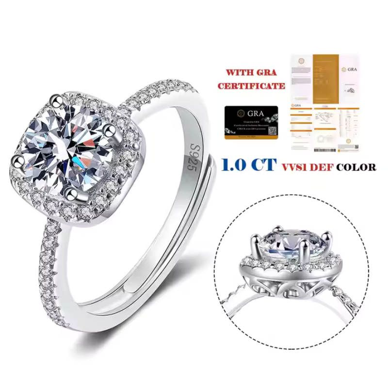 KATE|Anello moissanite squadrato